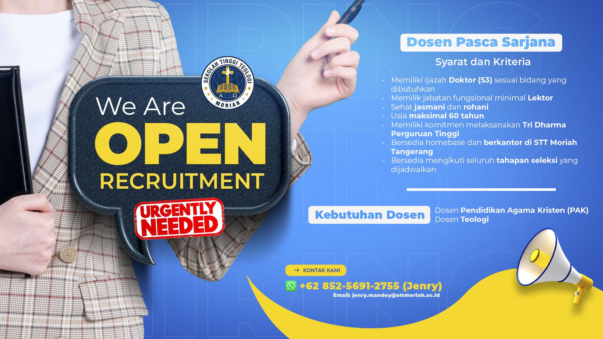 Open Recruitment Dosen Pasca-sarjana STT Moriah